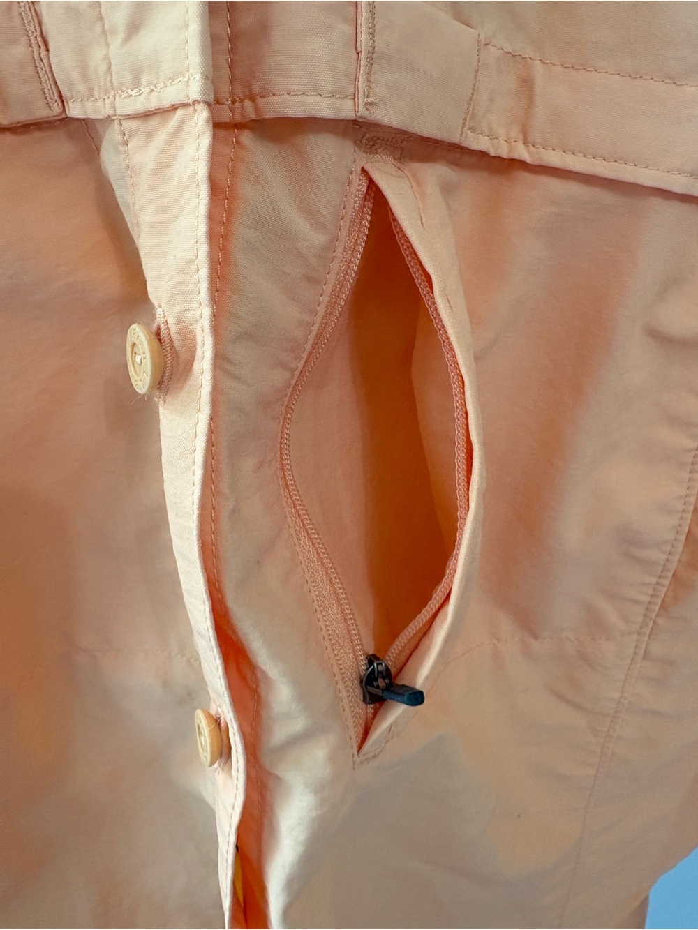 LL Bean Tropicwear Shirt Peach Vented Roll Tab Long Sleeve Size L Utility Chic - Picture 5 of 10